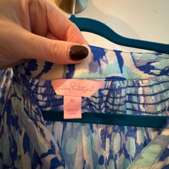 Women's Blue Patterned Top - Picture 7 of 8